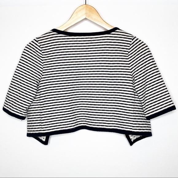 Pilcro and the Letterpress Cropped Cardigan Navy and White Stripe Size XS - Picture 2 of 5